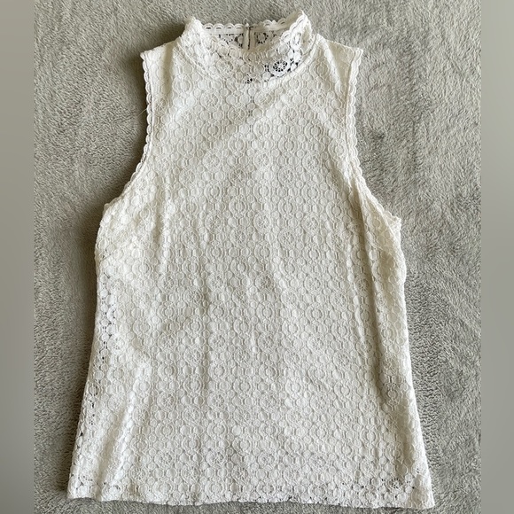 Banana Republic mock neck sleeveless lace top - Picture 1 of 8